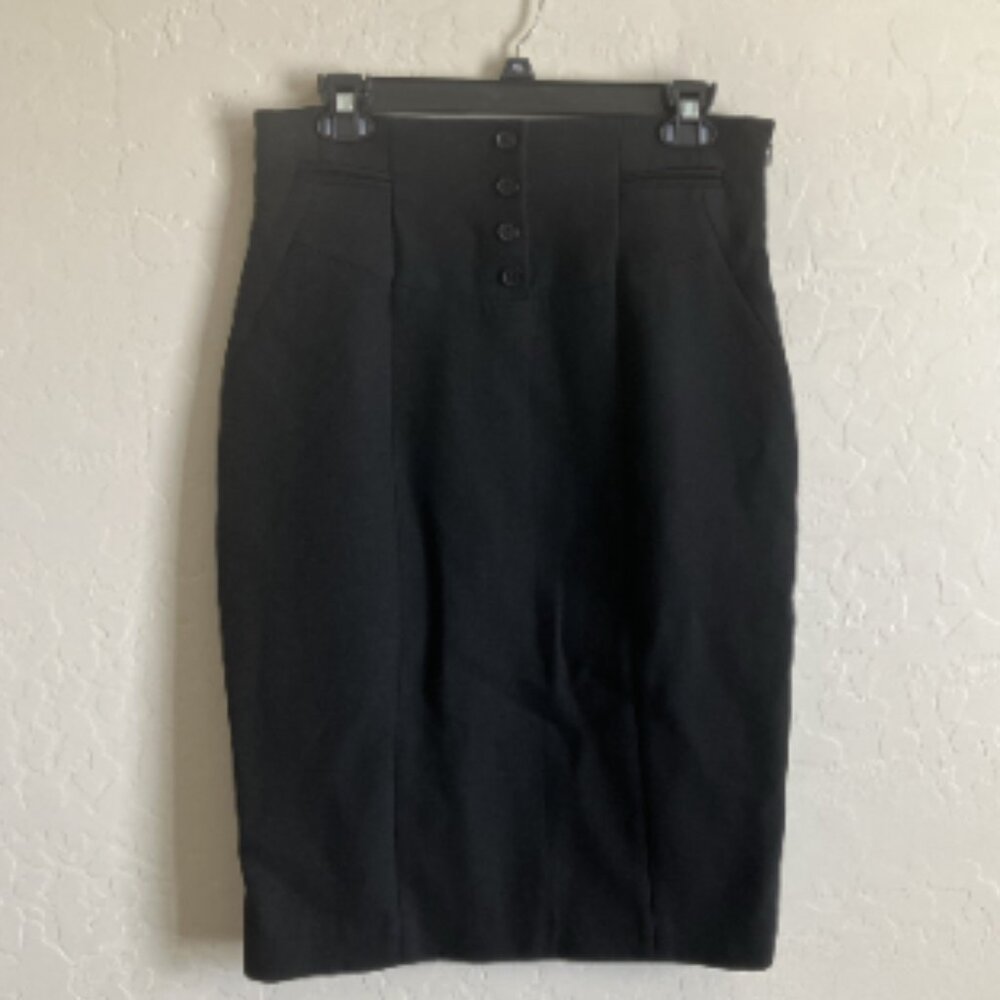 Zara Woman Skirt Large Black Pencil Knee Length Workwear Minimalist NEW
